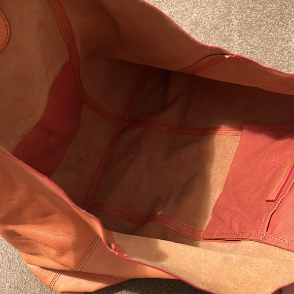 🍊Banana Republic Classic Leather Orange Shoulder Bag Tote - Picture 15 of 16